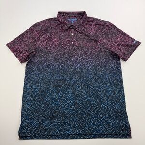 Chubbies Polo Shirt Mens Medium Pink Blue Camo Pattern Stretch Golf Short Sleeve